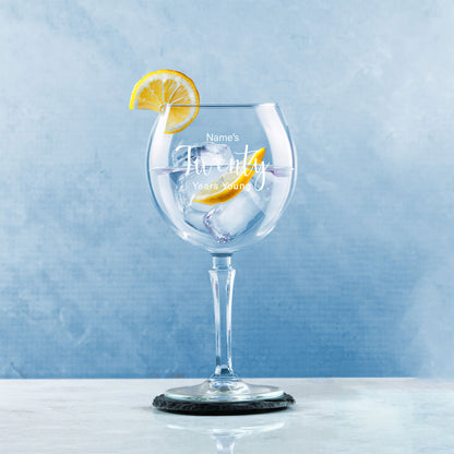 Engraved 20th Birthday Hudson Gin Glass, Years Young Delicate Font Image 4