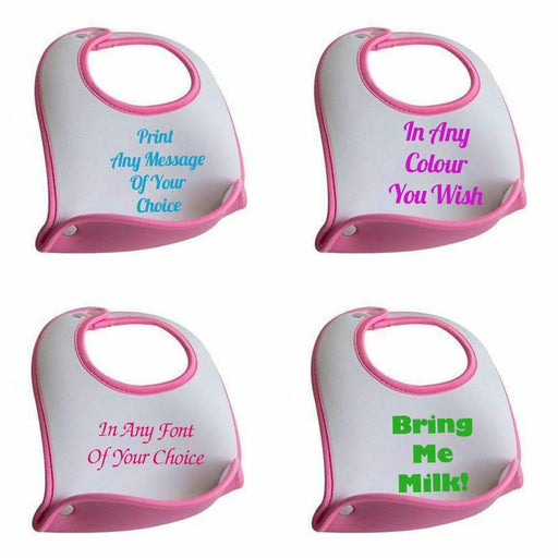 Personalised Printed Pink Pocket Baby Bib Image 1