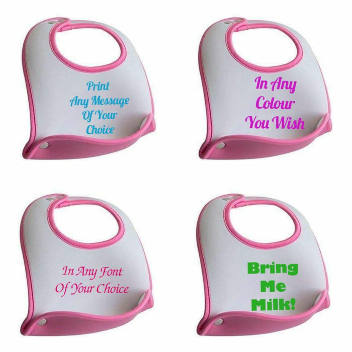 Personalised Printed Pink Pocket Baby Bib Image 1