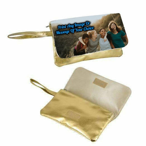 Personalised Printed Gold Cosmetic Bag Image 1