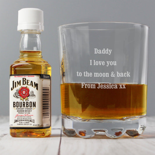 Personalised Tumbler Glass and Jim Beam Miniature Set