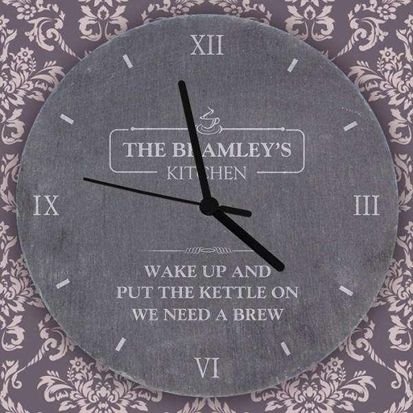 Personalised Kitchen Slate Clock - Myhappymoments.co.uk