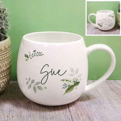 Personalised Floral Hug Mug | For Mum | Nan | Grandma | Mom | Nanny