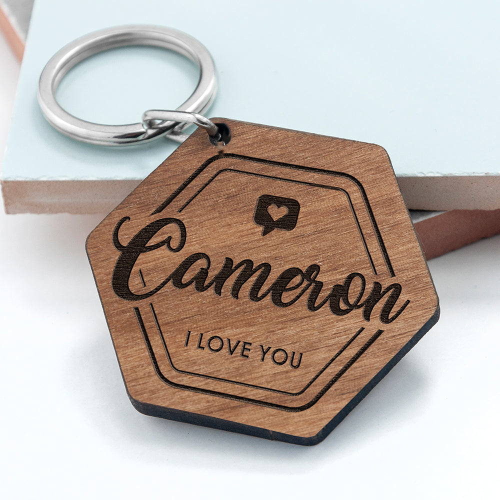 Personalised 'I Love You' Engraved Keyring - Myhappymoments.co.uk