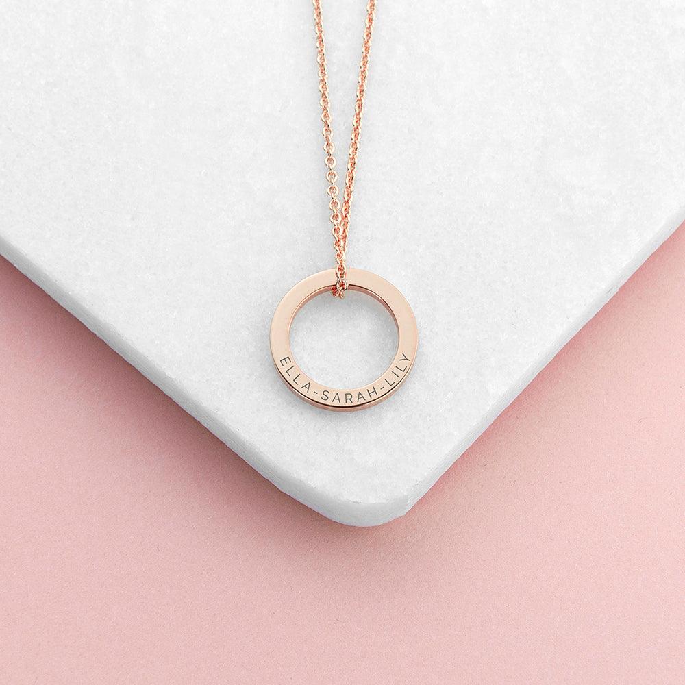 Personalised Family Ring Necklace -  18ct Rose Gold