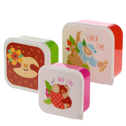 Sloth Design Plastic Lunch Boxes Set of 3 - Myhappymoments.co.uk