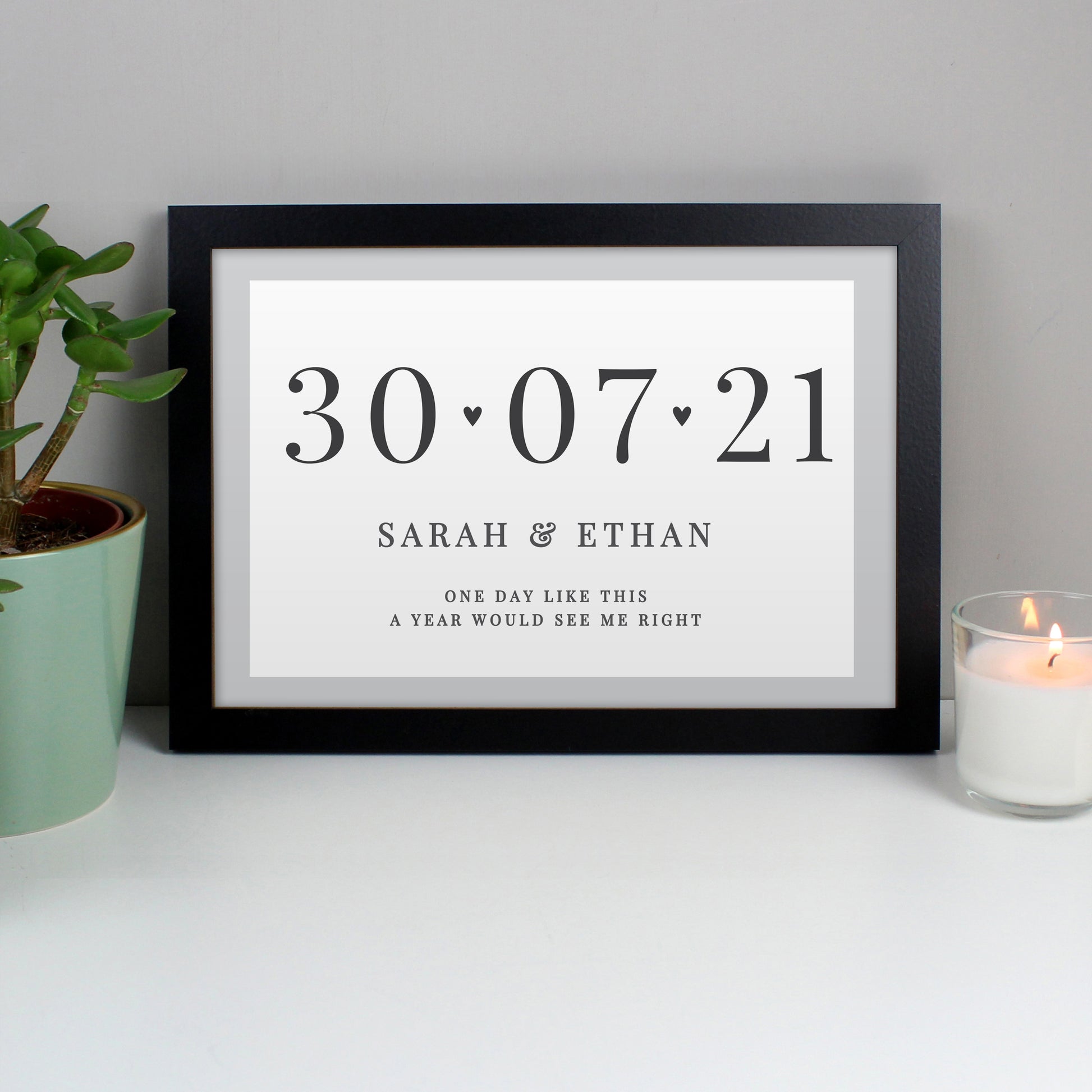 Personalised Special Date Landscape Black Wall Art