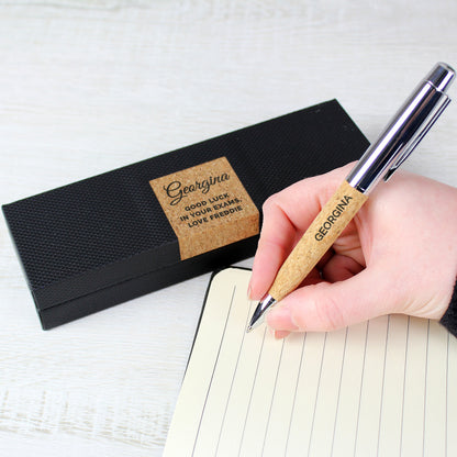 Personalised Free Text Cork Pen & Box Set