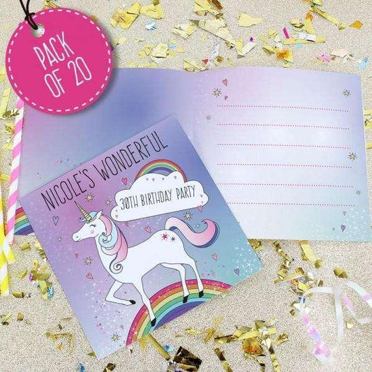 Personalised Unicorn Party Invitations - Myhappymoments.co.uk