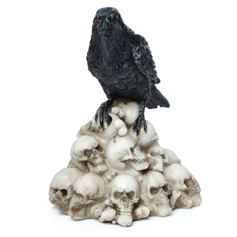 Crow Standing on Pile of Skulls Ornament