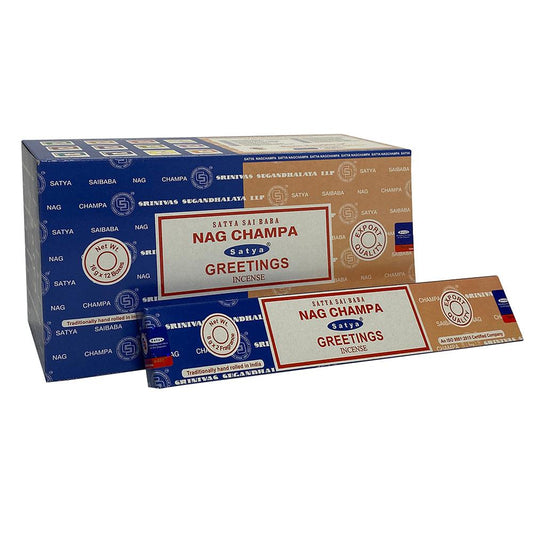 12 Pack of Combo Satya Incense Sticks - Nag Champa Greetings