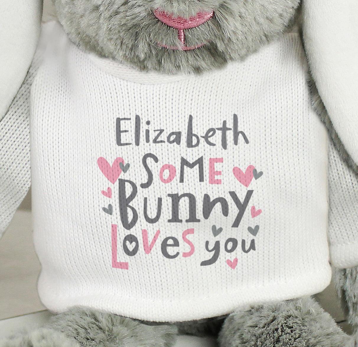 Personalised 'Some Bunny Loves You' Bunny Rabbit In T-Shirt Soft Toy