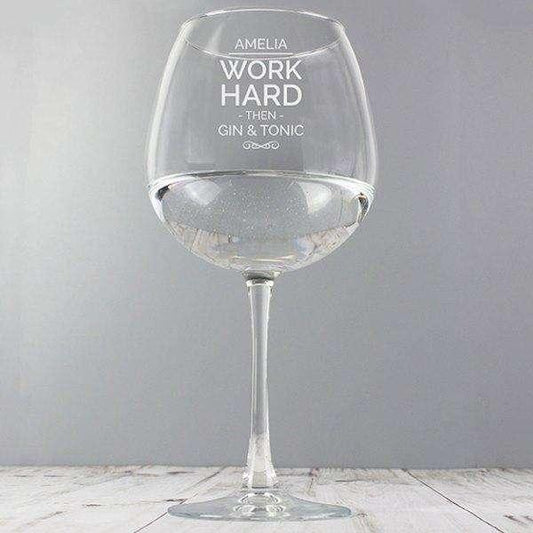 Personalised Work Hard Balloon Glass - Myhappymoments.co.uk