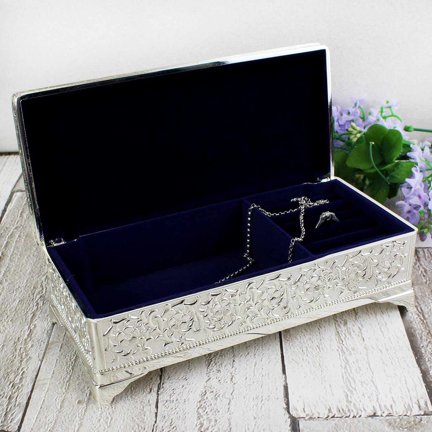 Personalised Antique Silver Plated Jewellery Box - Myhappymoments.co.uk