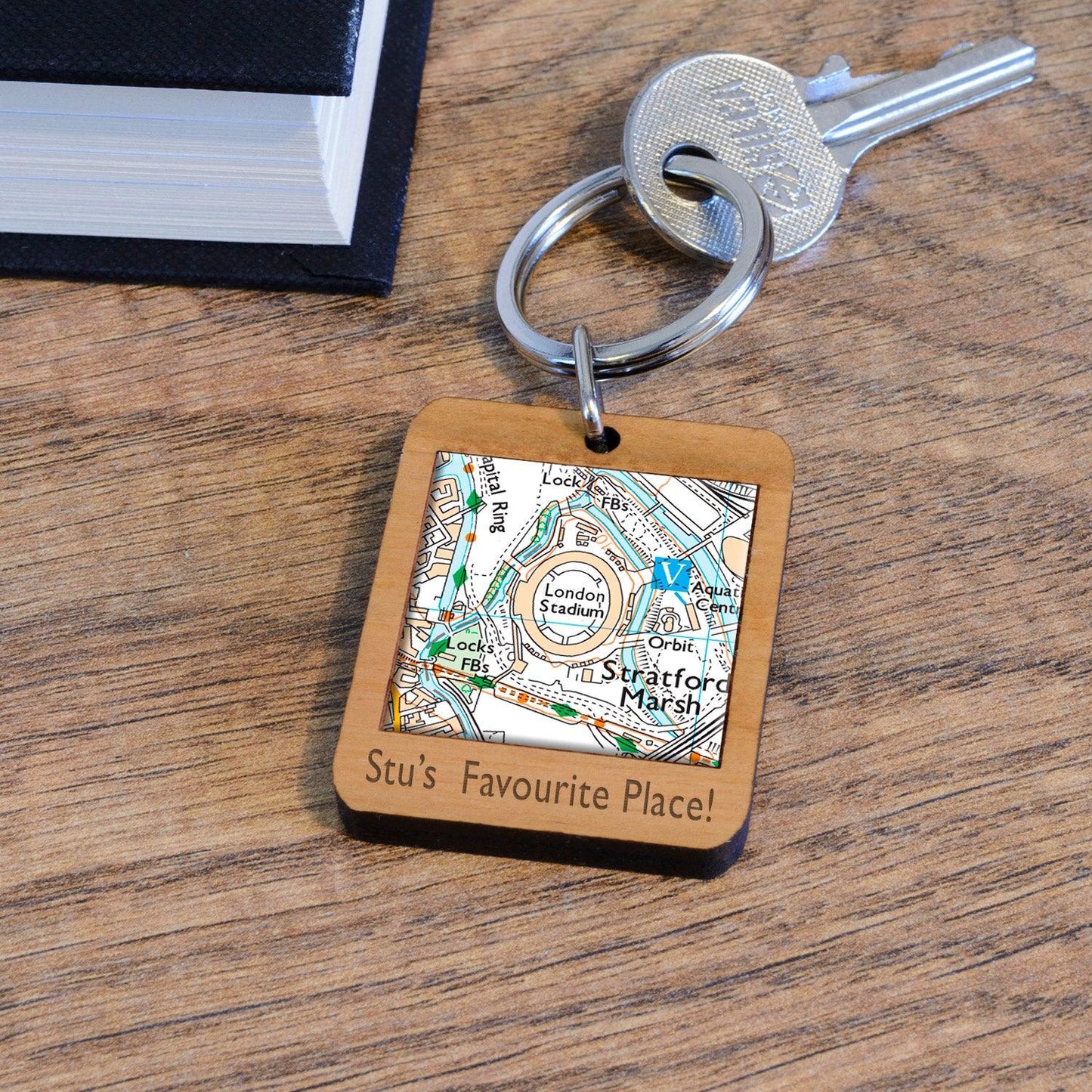 Football Stadium Map Wooden Keyring