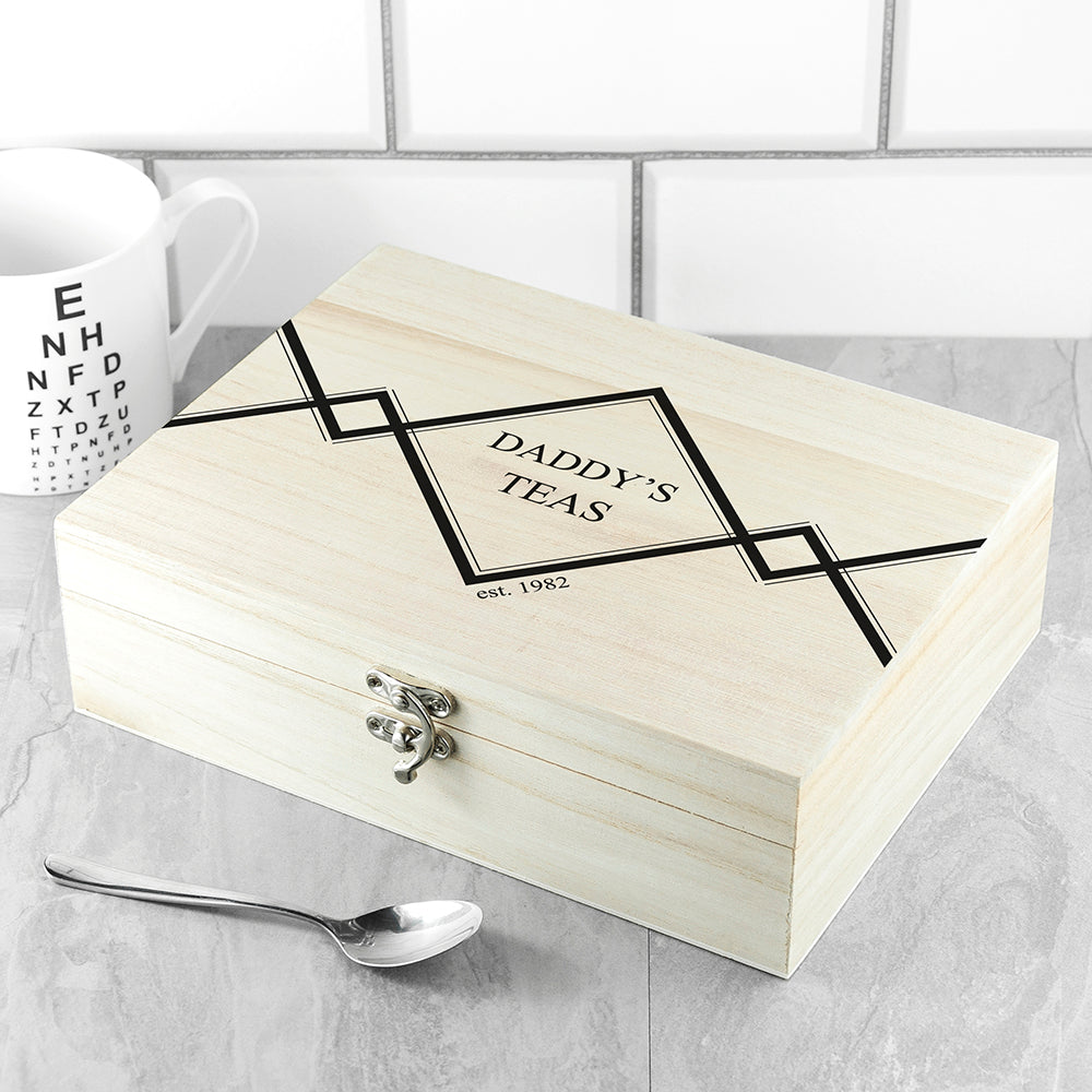 Gentlemen's Teas Personalised Wooden Tea Box