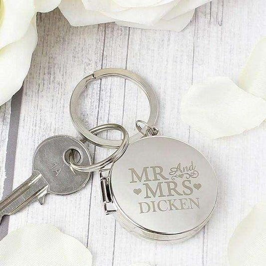 Personalised Mr and Mrs Photo Locket Keyring - Myhappymoments.co.uk