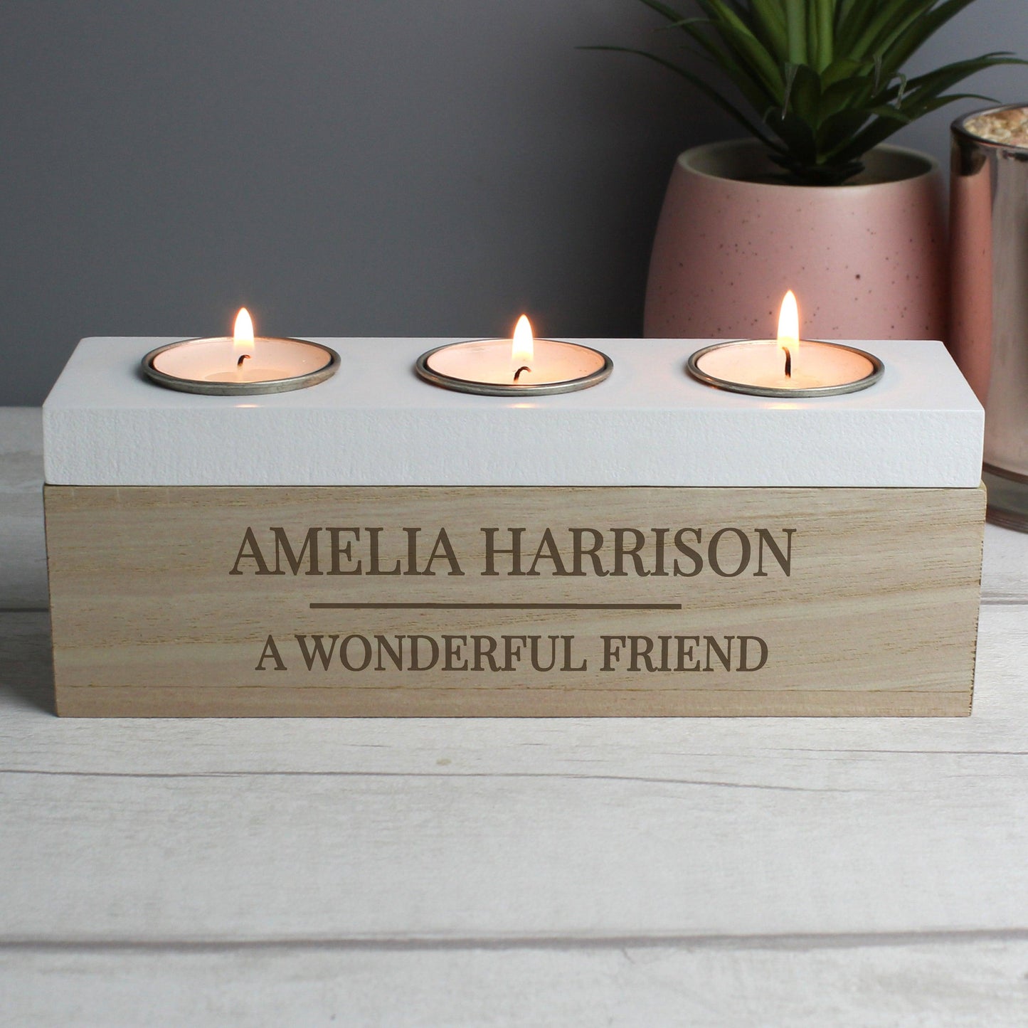 Personalised Classic Triple Tea Light Box