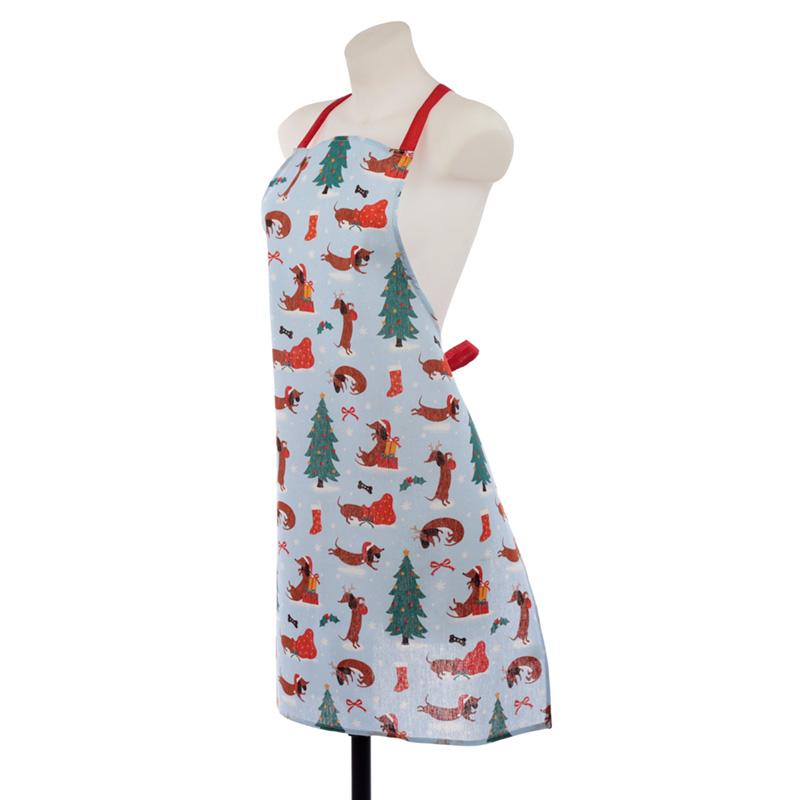 Poly Cotton Apron - Christmas Dachshund Through The Snow