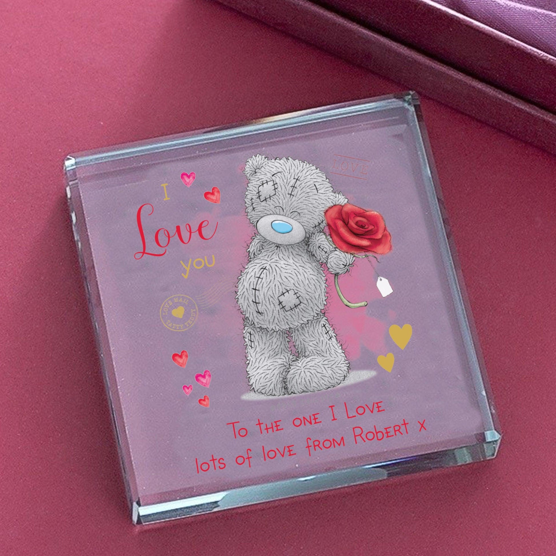 Personalised Me To You I Love You Glass Block