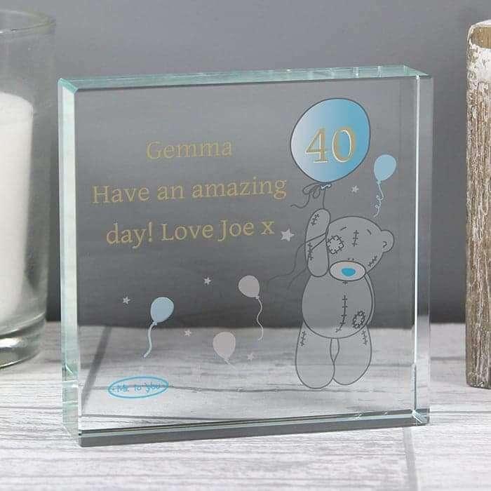 Personalised Me To You Balloon Birthday Large Crystal Token - Myhappymoments.co.uk