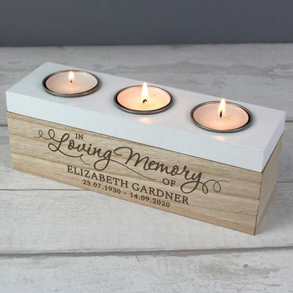 Personalised In Loving Memory Triple Tea Light Box - Myhappymoments.co.uk