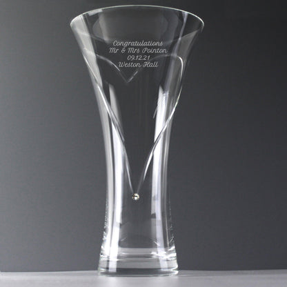 Personalised Diamante Heart Vase - Myhappymoments.co.uk