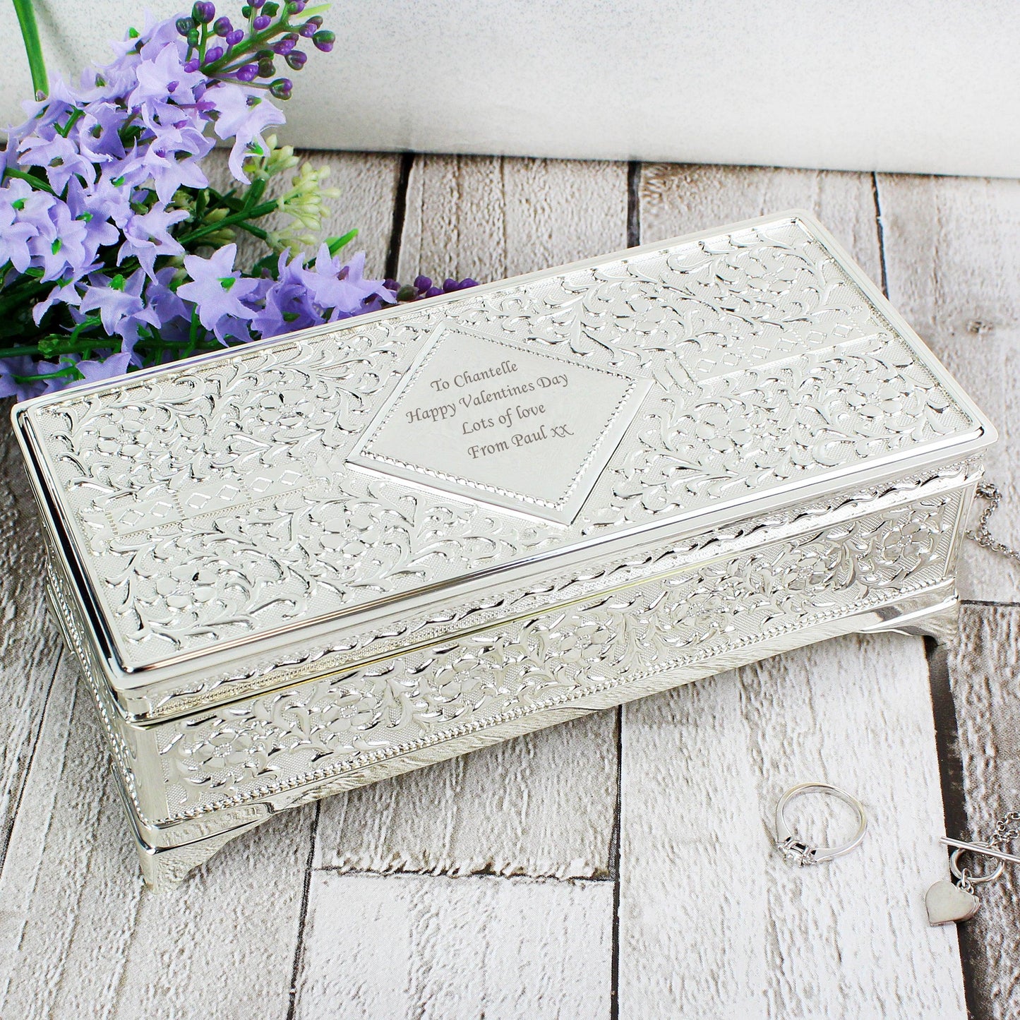 Personalised Antique Silver Plated Jewellery Box - Myhappymoments.co.uk