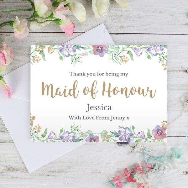 Personalised Thank You For Being My Maid Of Honour Card - Myhappymoments.co.uk