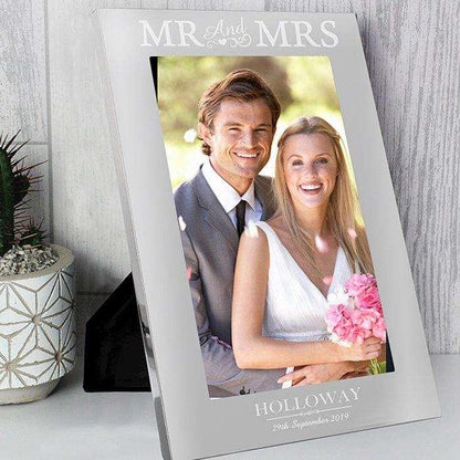 Personalised Mr & Mrs Silver Photo Frame 5x7 - Myhappymoments.co.uk