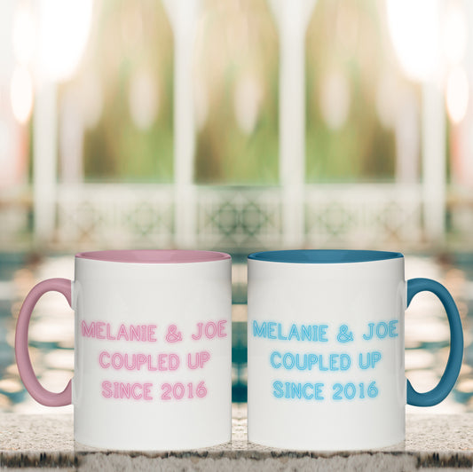 Personalised Neon Coloured Mug Set from Pukkagifts.uk