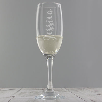 Personalised Name Only Engraved Flute Glass - With Free Folding Gift Box 