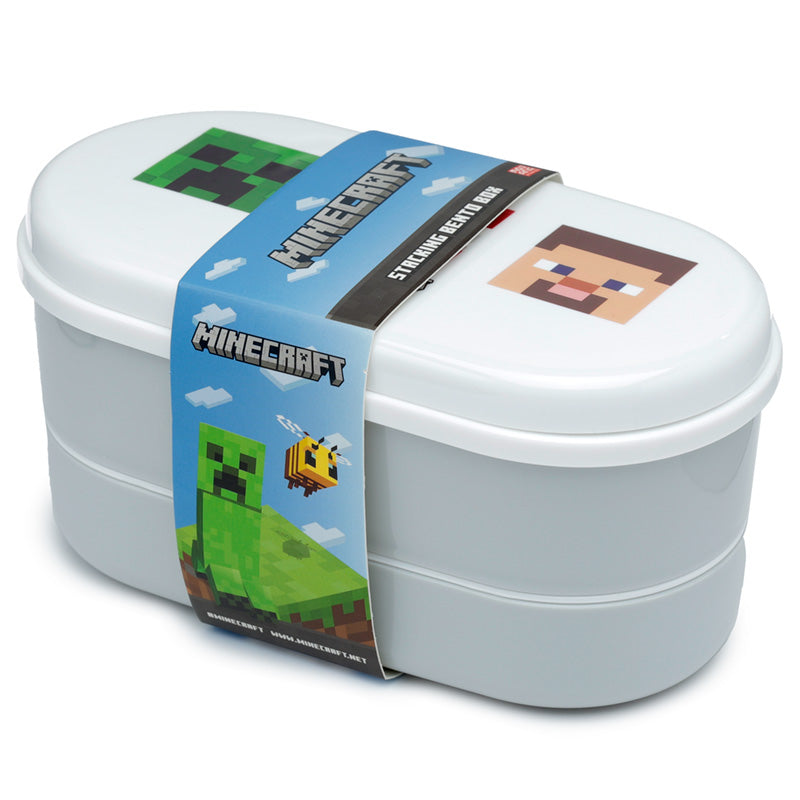 Minecraft Faces Stacked Bento Box Lunch Box with Fork & Spoon