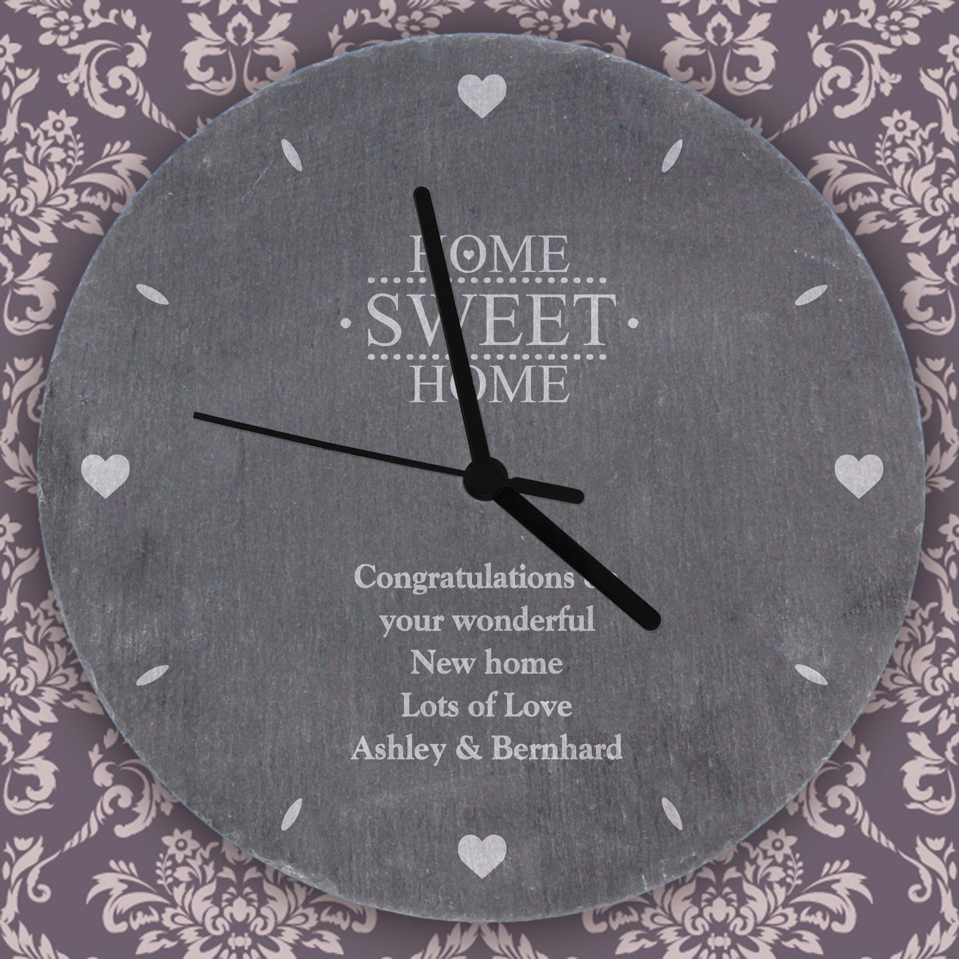 Personalised Home Sweet Home Slate Clock - Myhappymoments.co.uk