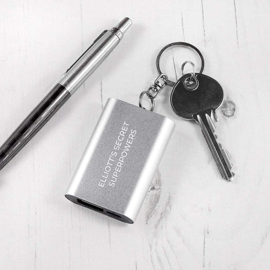 Emergency Personalised Miniature Power Bank Keyring - Myhappymoments.co.uk