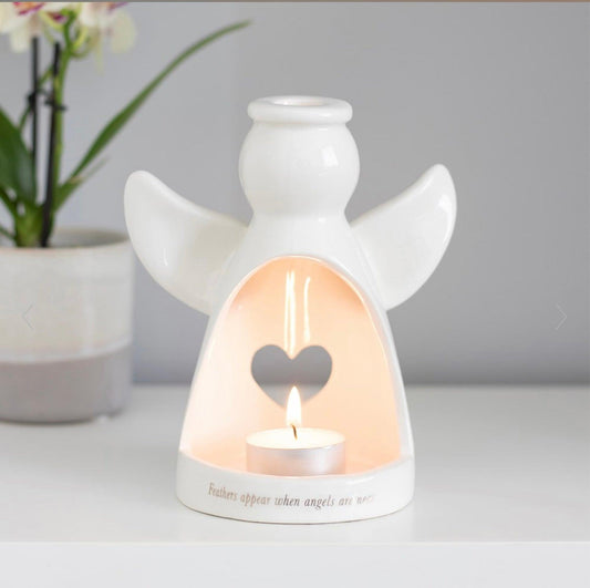 15cm Feathers Appear Angel Memorial Tealight Holder