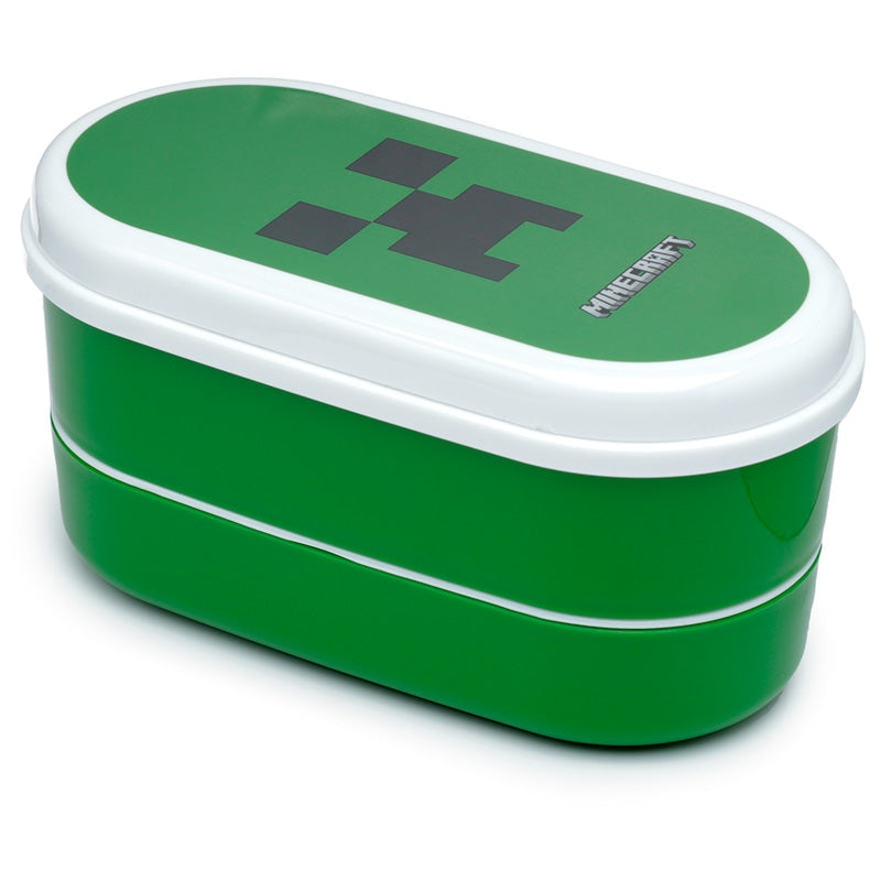 Minecraft Creeper Stacked Bento Box Lunch Box with Fork & Spoon