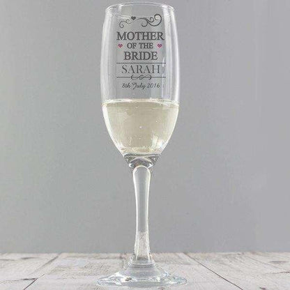 Personalised Mother of the Bride Glass Flute - Myhappymoments.co.uk