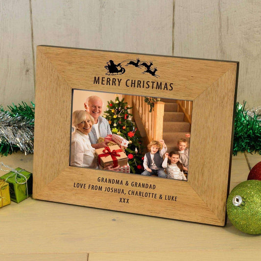 Personalised Merry Christmas Photo Frame - Sleigh Design - Myhappymoments.co.uk