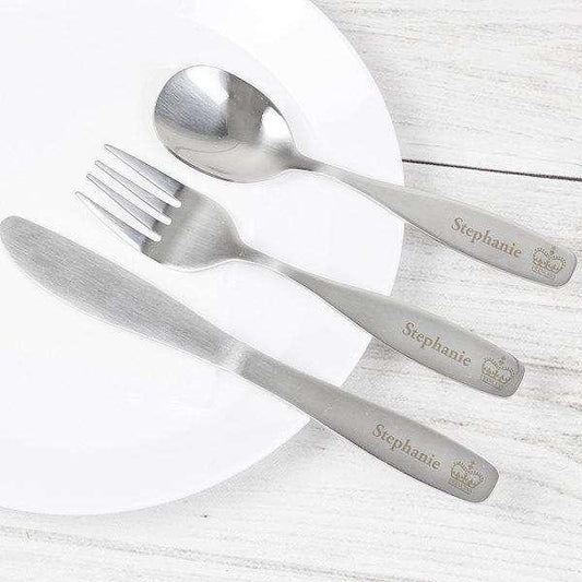 Personalised 3 Piece Princess Childrens Cutlery Set - Myhappymoments.co.uk