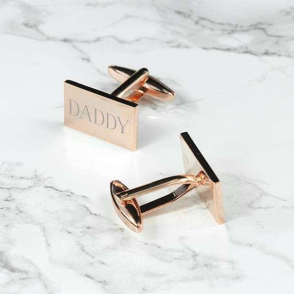 Personalised Rectangle Rose Gold Plated Cufflinks - Myhappymoments.co.uk