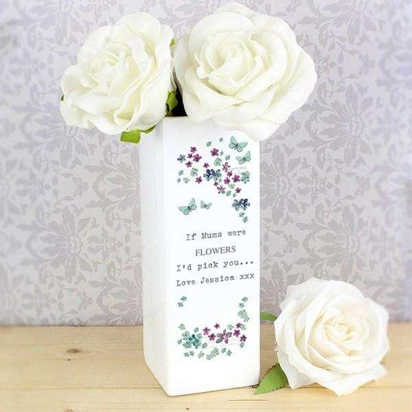 Personalised Forget Me Not Square Vase - Myhappymoments.co.uk