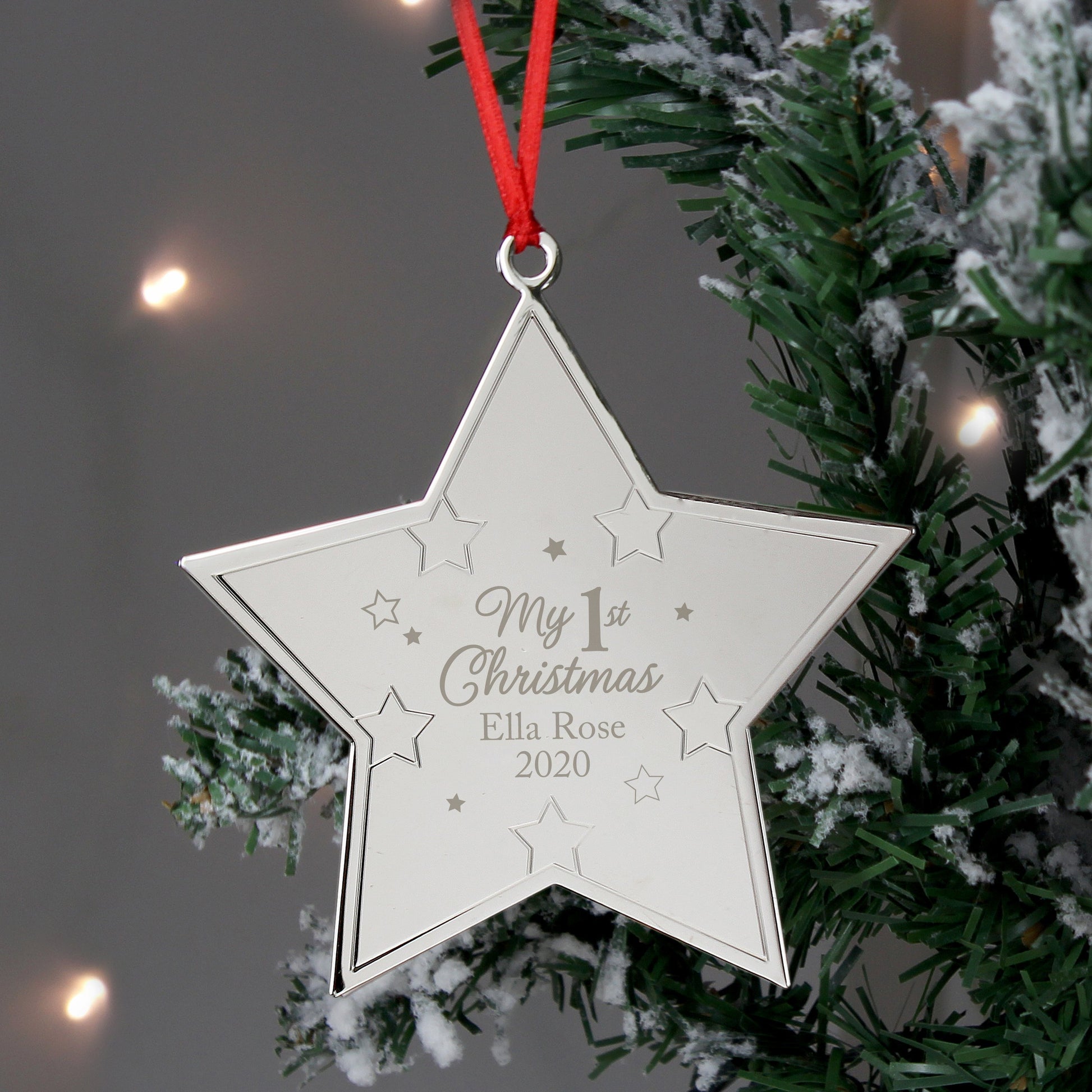 Personalised My 1st Christmas Star Metal Decoration