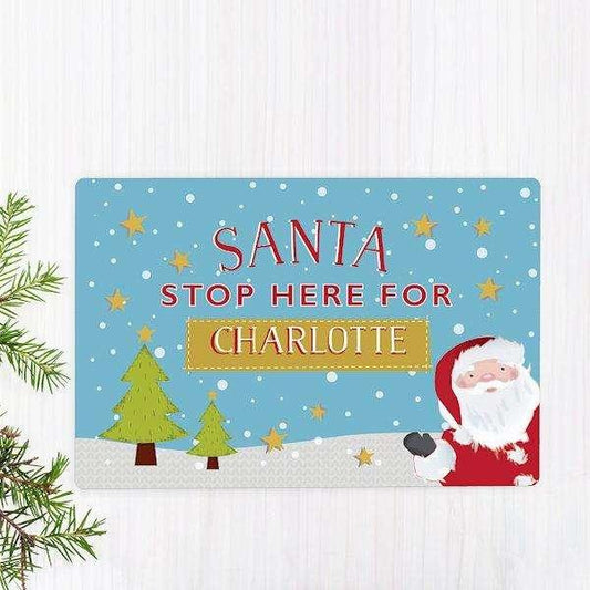 Personalised Santa Stop Here Metal Sign - Myhappymoments.co.uk