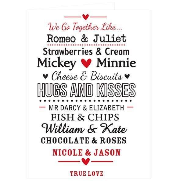 Personalised We Go Together Like.... Card - Myhappymoments.co.uk