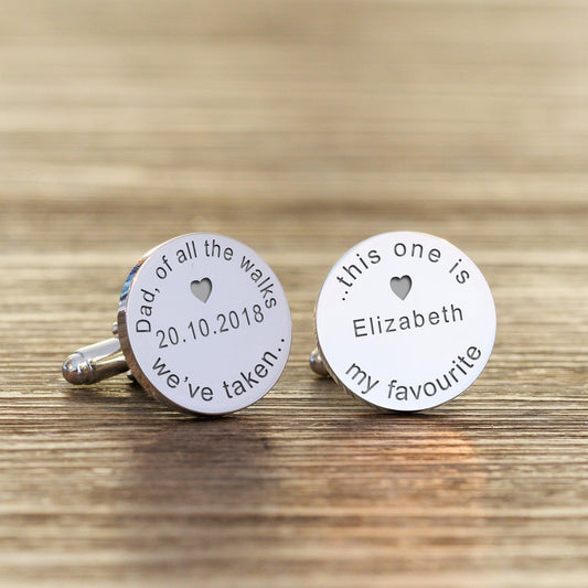 Personalised Dad Of All The Walks We’ve Taken This One Is My Favourite Cufflinks - Myhappymoments.co.uk