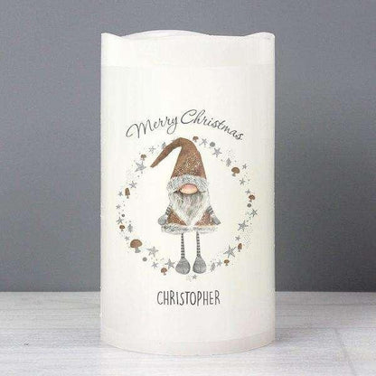 Personalised Scandinavian Christmas Gnome LED Candle - Myhappymoments.co.uk