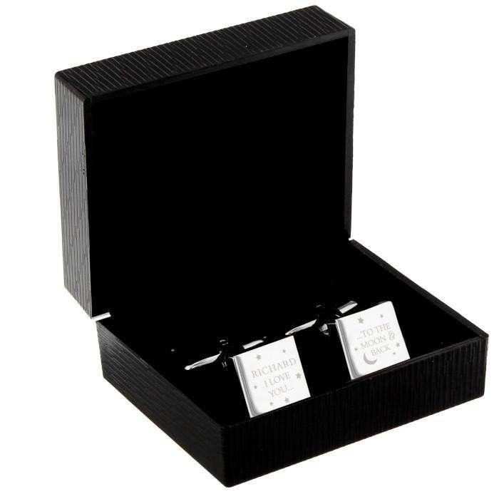 Personalised To the Moon and Back Square Cufflinks - Myhappymoments.co.uk