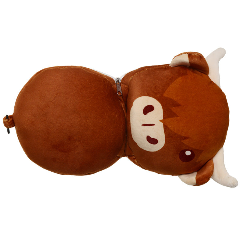 Relaxeazzz Highland Coo Cow Round Plush Travel Pillow & Eye Mask