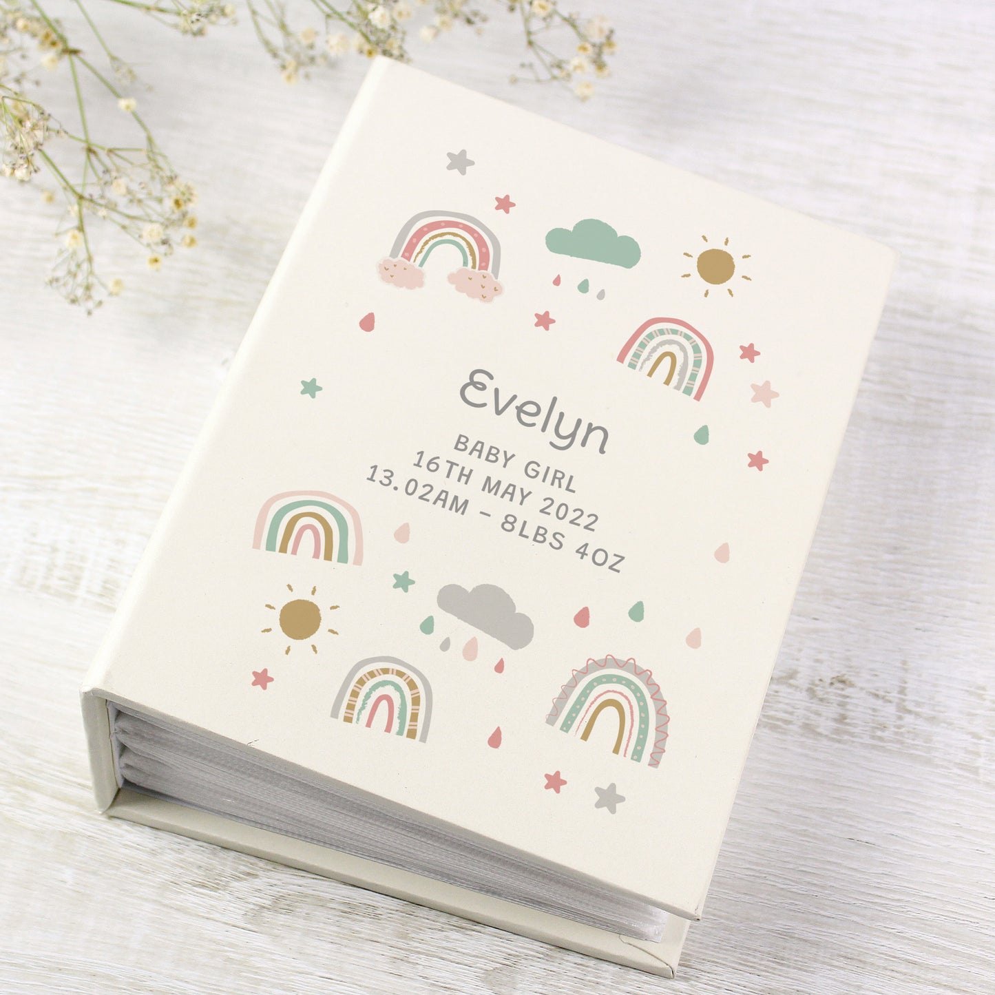 Personalised Rainbow Baby Photo Album with Sleeves - 6x4